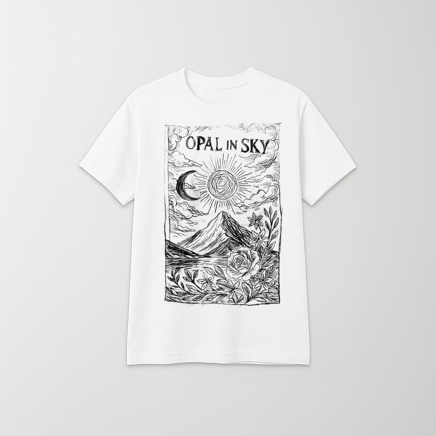 OPAL IN SKY "Lost Moon by Alyvia" White Unisex T-Shirt