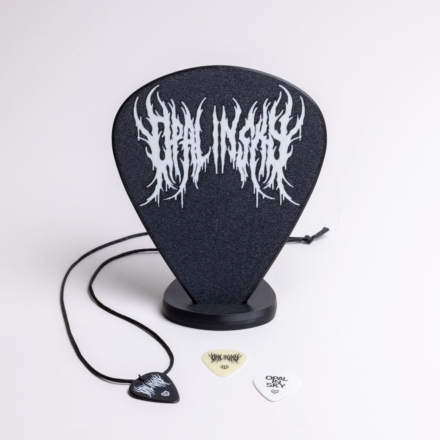 Signed Big Black Pick & Signed String Breaker Necklace