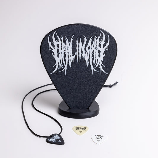 Signed Big Black Pick & Signed String Breaker Necklace