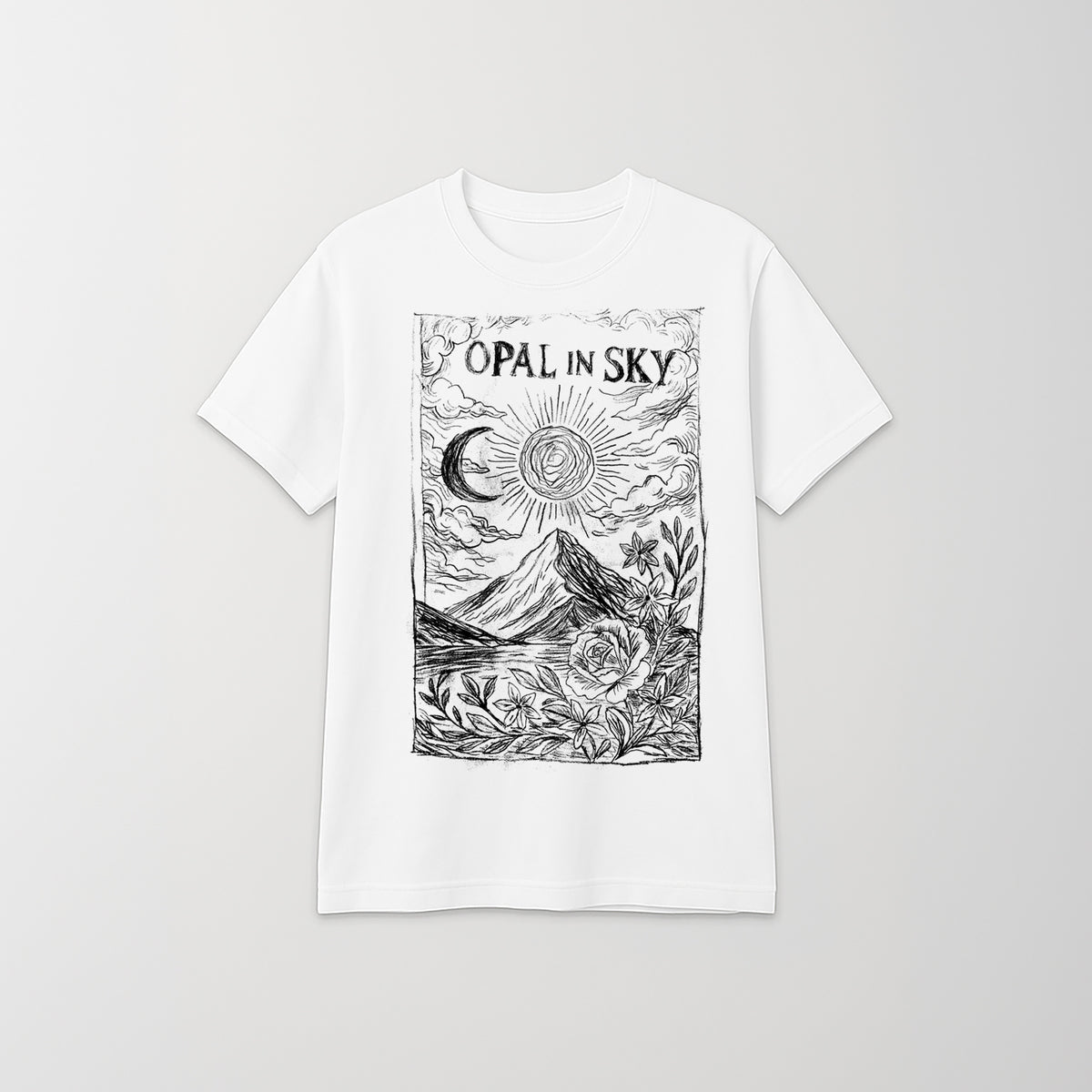 OPAL IN SKY "Lost Moon by Alyvia" White Unisex T-Shirt