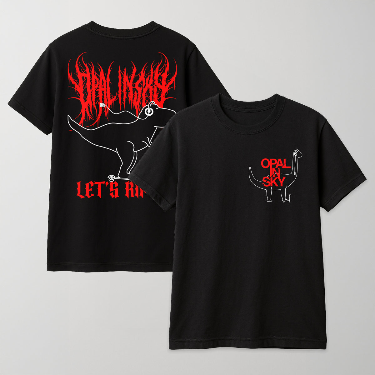 OPAL IN SKY "Let's Rip It Dino" Front/Back Unisex T-Shirt