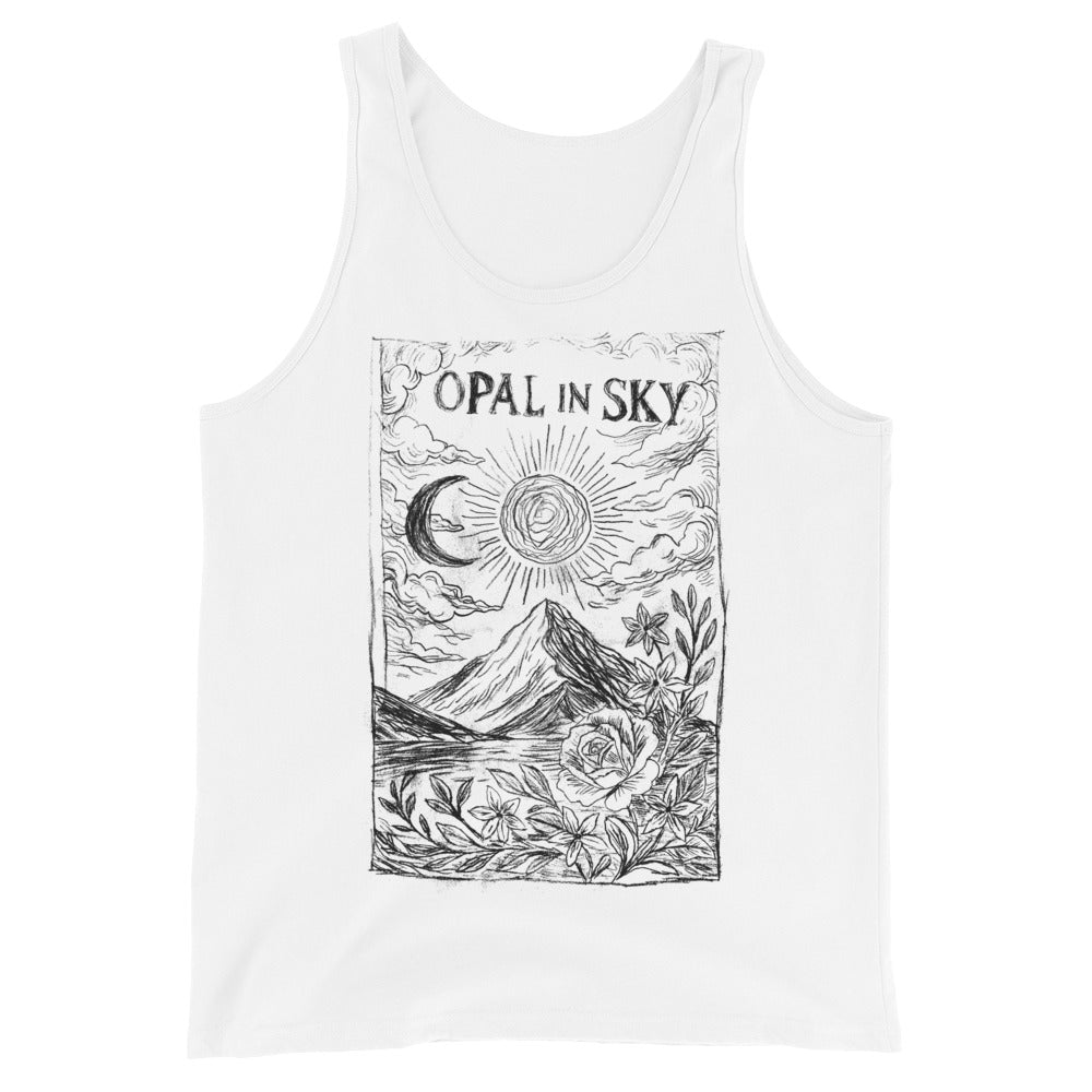 OPAL IN SKY "Lost Moon by Alyvia" White Unisex Tank Top
