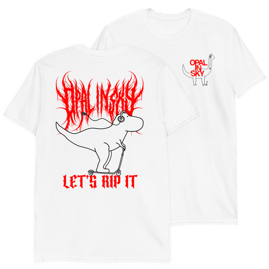 OPAL IN SKY "Let's Rip It Dino" White Unisex T-Shirt